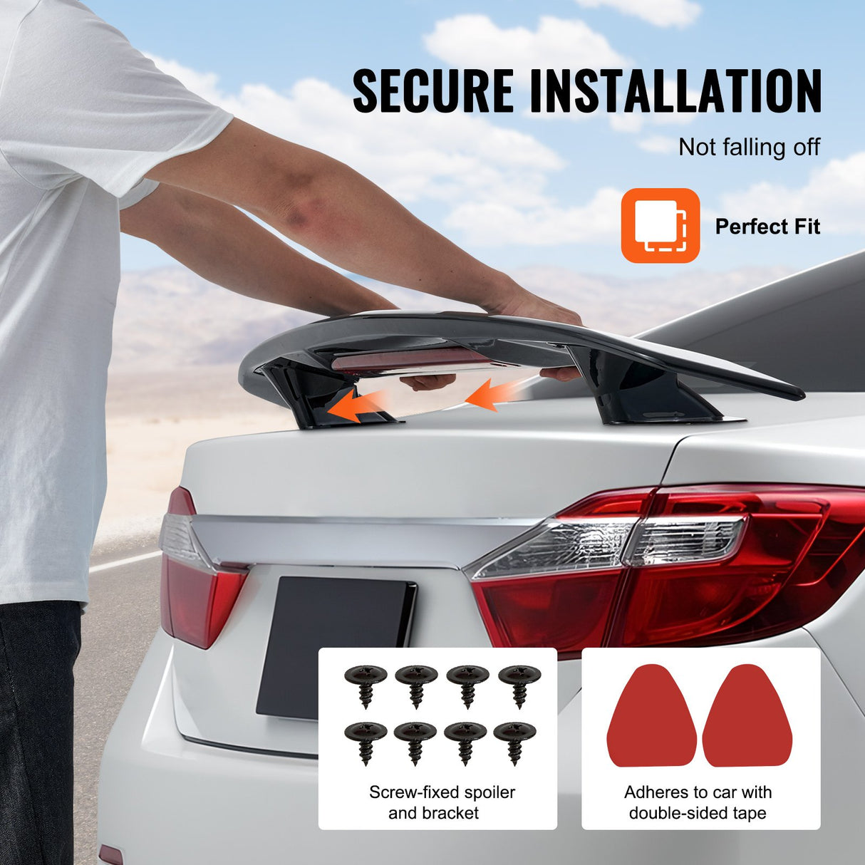 VEVOR Universal Rear Spoiler 46.3'' GT Style Trunk Wing for Sedans and Coupes