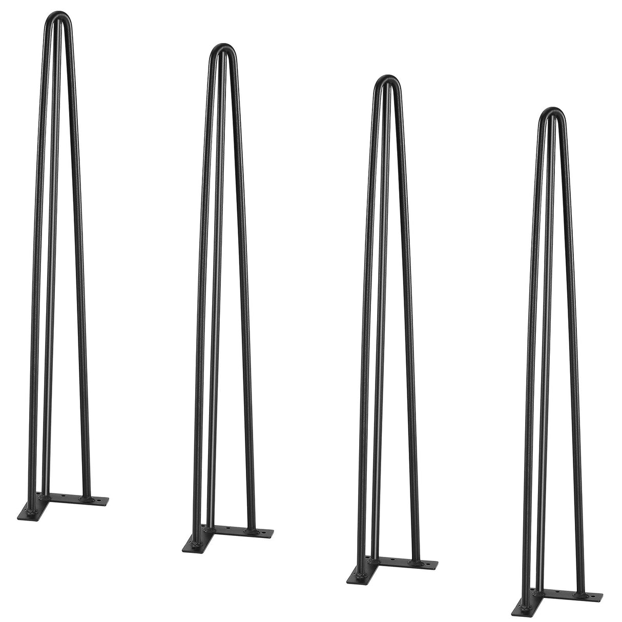 VEVOR Hairpin Table Legs 0.7M, Set of 4 Desk Legs 408.2KG Load Capacity, Hairpin Desk Legs 3 Rods for Desk Chairs Bench Dining End Table, Solid Carbon