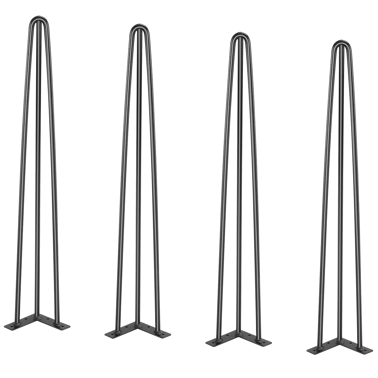 VEVOR Hairpin Table Legs 0.7M, Set of 4 Desk Legs 408.2KG Load Capacity, Hairpin Desk Legs 3 Rods for Desk Chairs Bench Dining End Table, Solid Carbon