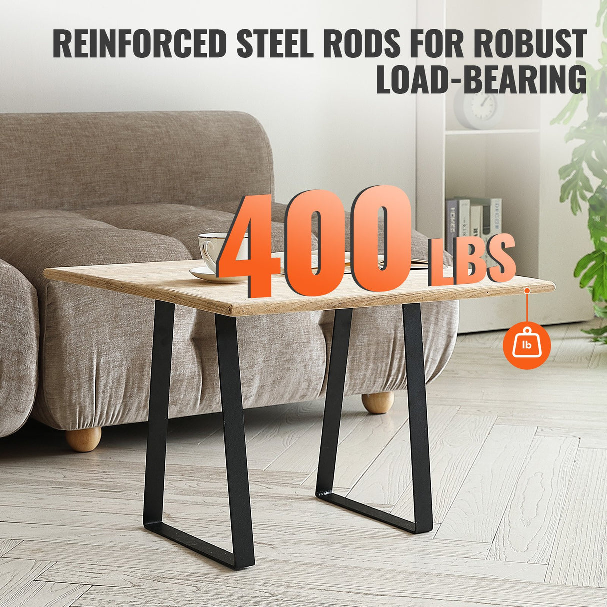 406.4MM Trapezoid Steel Table Legs, Replacement Furniture Legs Set of 2 for DIY Coffee Tables, Modern Desks, Bench, Night Stands, Sofa, Max Load 181.4KG Heavy Duty, Quick Instalation Legs Black