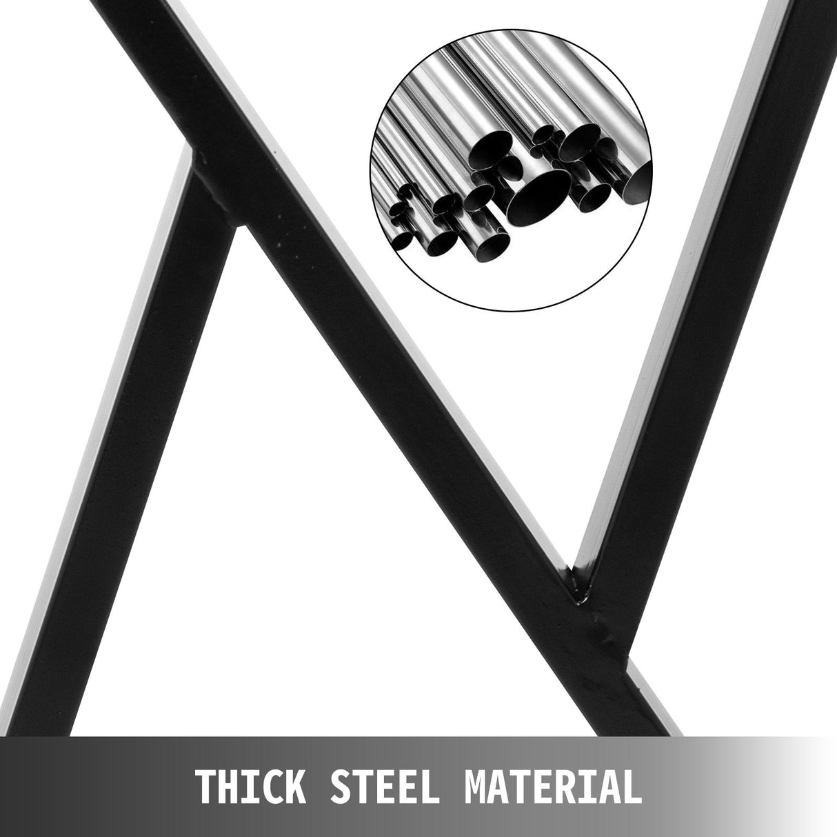 VEVOR Metal Table Legs Set of 2 Dining Table Legs Black Desk Legs, 28 Height 20 Width Heavy Duty Bench Legs Zig Zag Style Coffee Table Legs Base Modern DIY Steel Table Legs