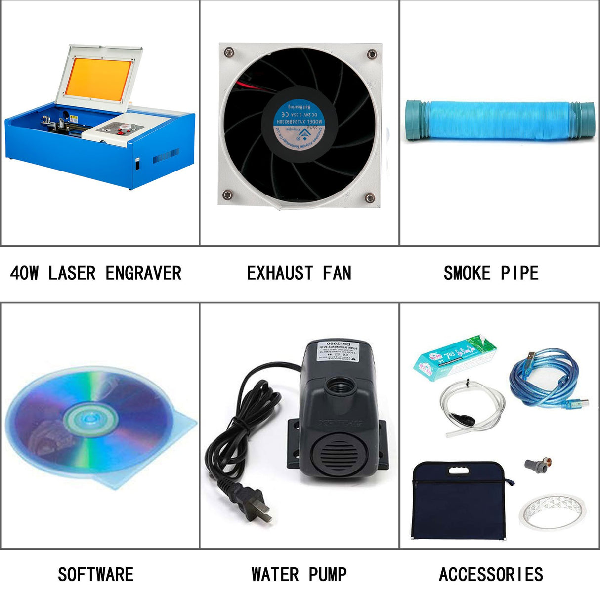 VEVOR 40W Co2 Laser 12\" x 8\" USB Port Laser Engraving Machine Air Exhaust Fan Laser Cutter High Precise Stepping Motor (40W CO2 Laser)