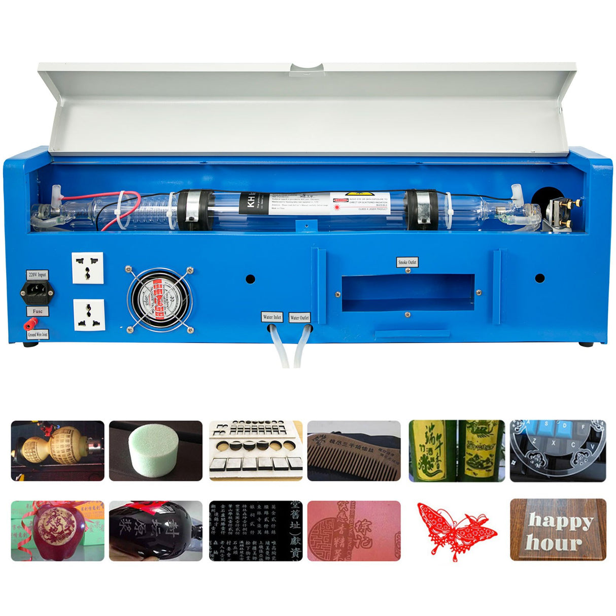 VEVOR 40W Co2 Laser 12\" x 8\" USB Port Laser Engraving Machine Air Exhaust Fan Laser Cutter High Precise Stepping Motor (40W CO2 Laser)