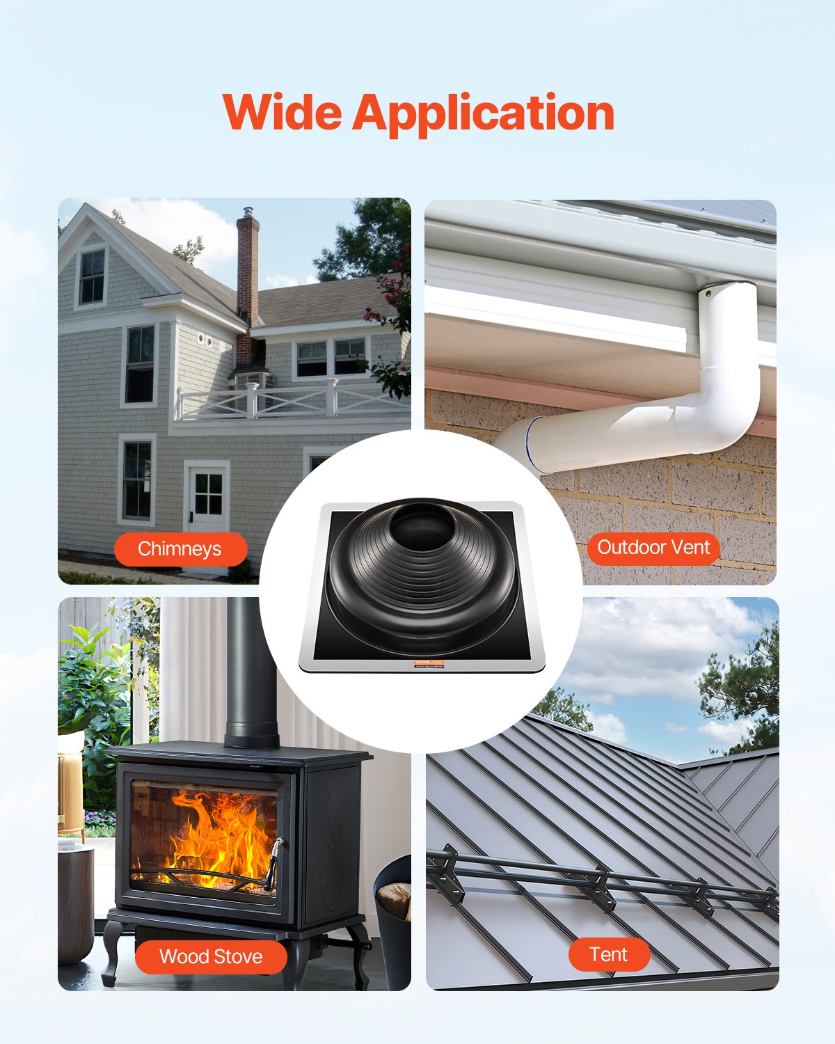 VEVOR 2 Pcs Metal Roof Pipe Flashing Boots Fit 170-355 mm Pipe High Temp EDPM