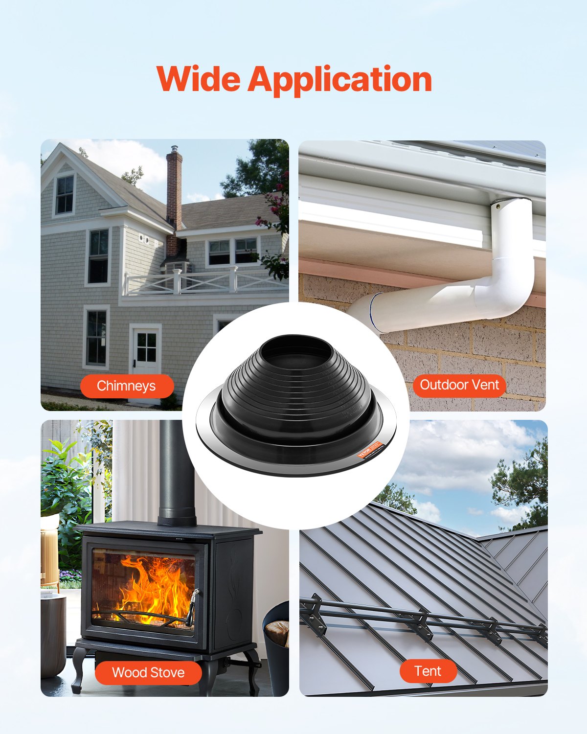 VEVOR 2 Pcs Metal Roof Pipe Flashing Boots Fit 150-280 mm Pipe High Temp EDPM