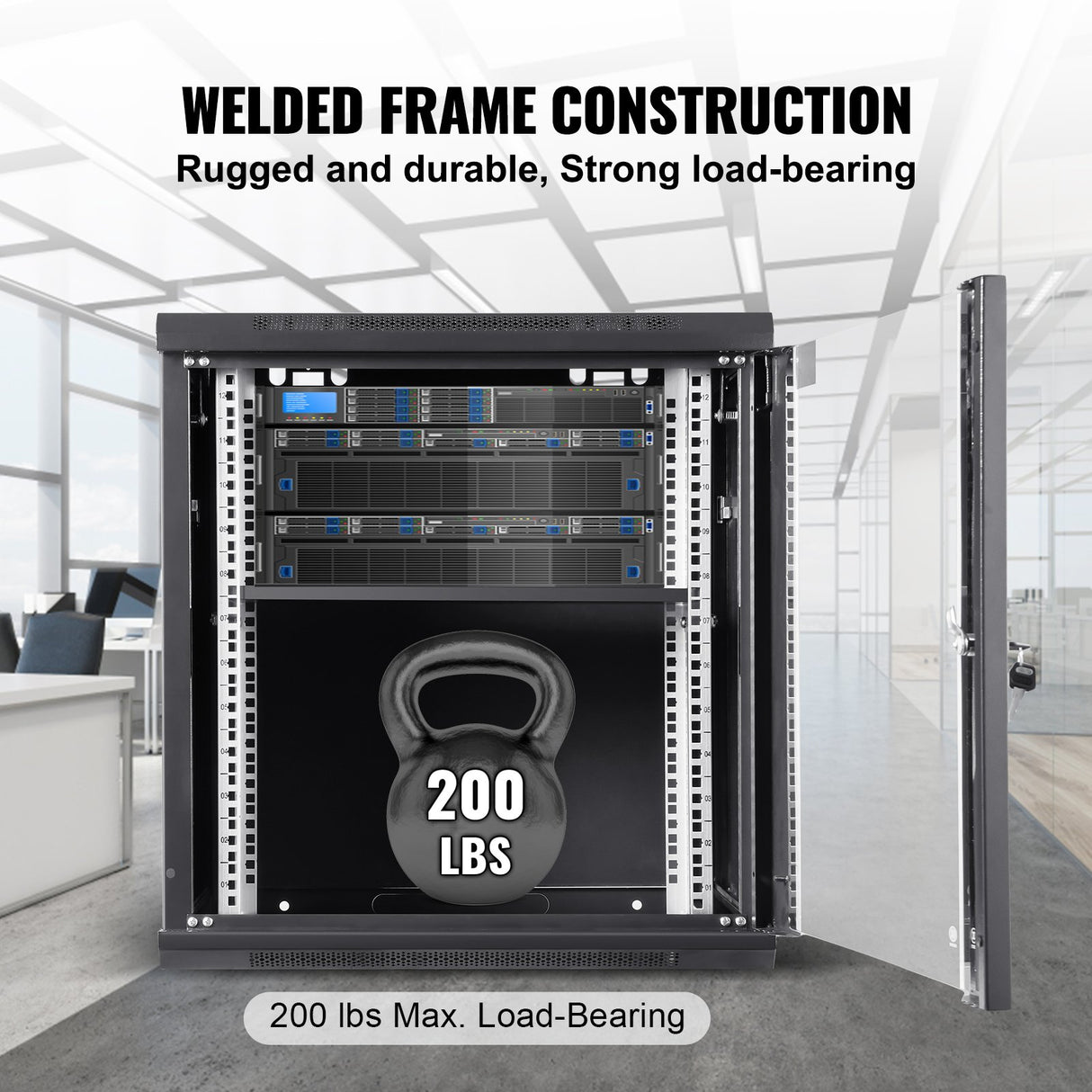 VEVOR Wall Mount Network Server Cabinet, 393.7 mm Deep, Server Rack Cabinet Enclosure, 90.72 kg Max. Ground-mounted Load Capacity, with Locking Glass
