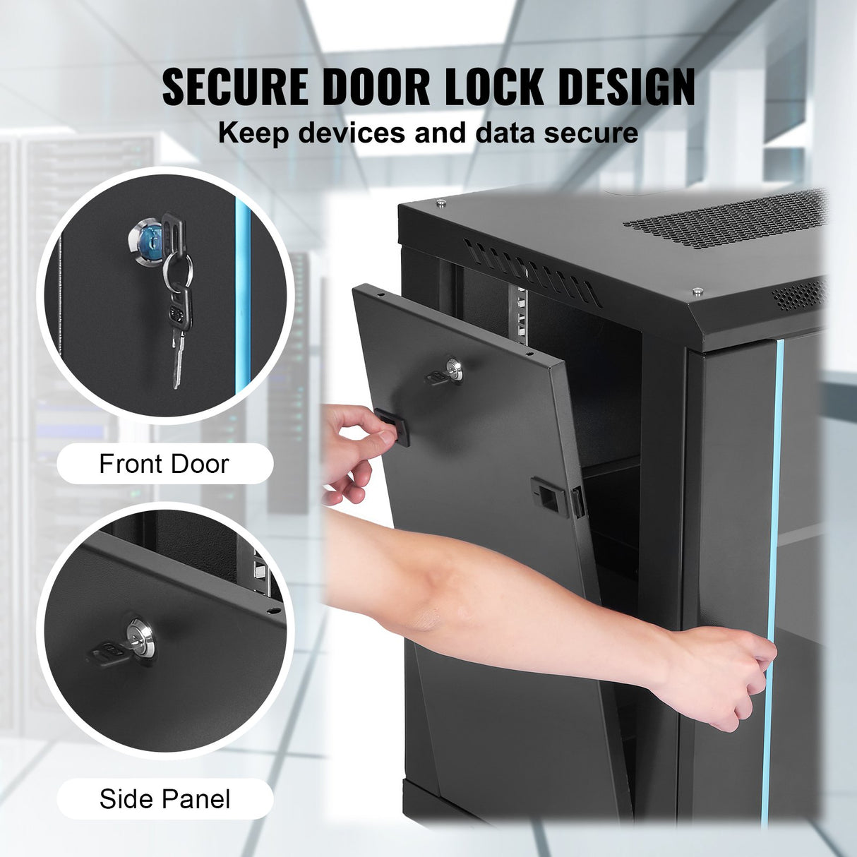 VEVOR Wall Mount Network Server Cabinet, 393.7 mm Deep, Server Rack Cabinet Enclosure, 90.72 kg Max. Ground-mounted Load Capacity, with Locking Glass