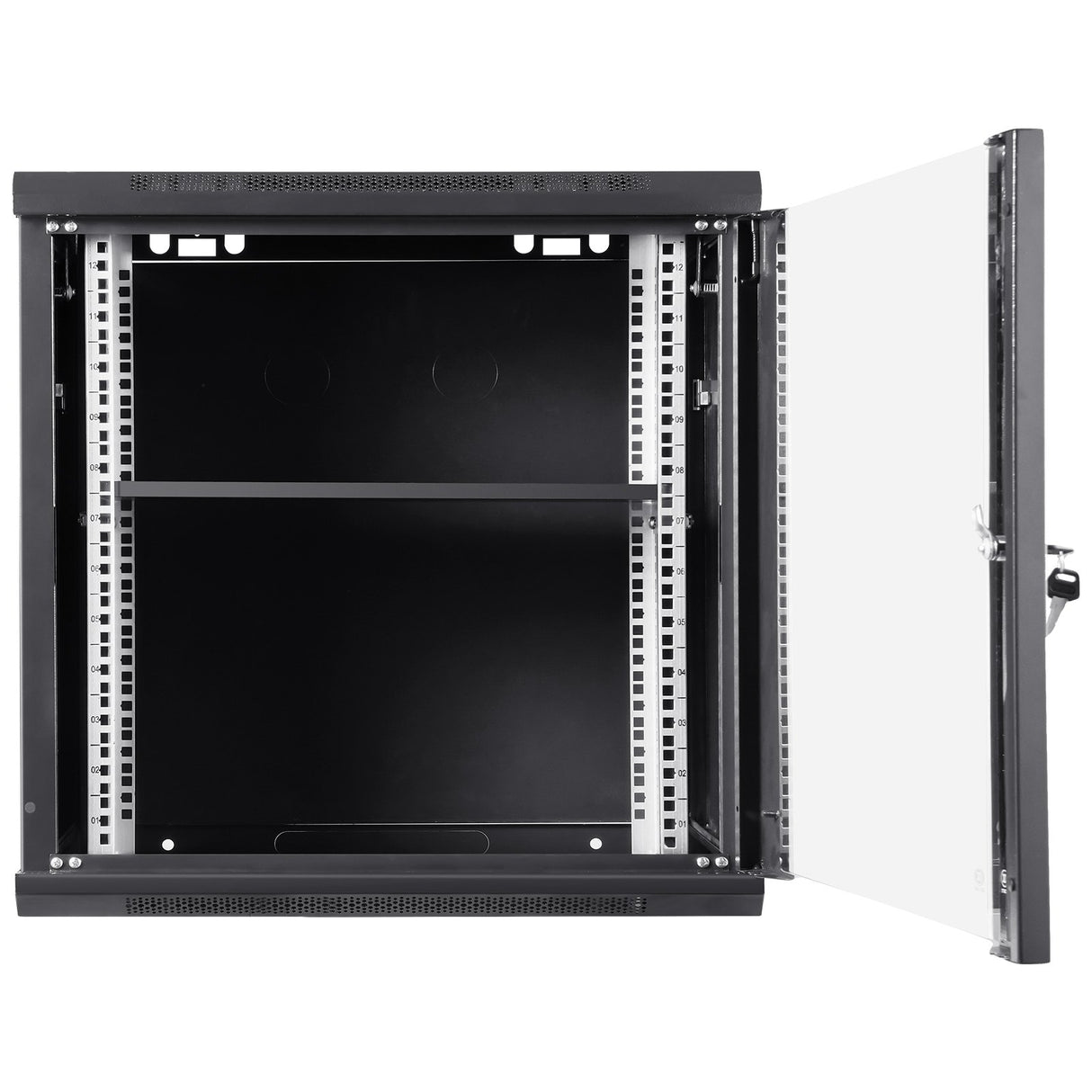 VEVOR 9U Wall Mount Network Server Cabinet, 39.37 cm Deep, Server Rack Cabinet Enclosure, 90.7 kg Max. Ground-mounted Load Capacity, with Locking Glass Door Side Panels, for IT Equipment, A/V Devices