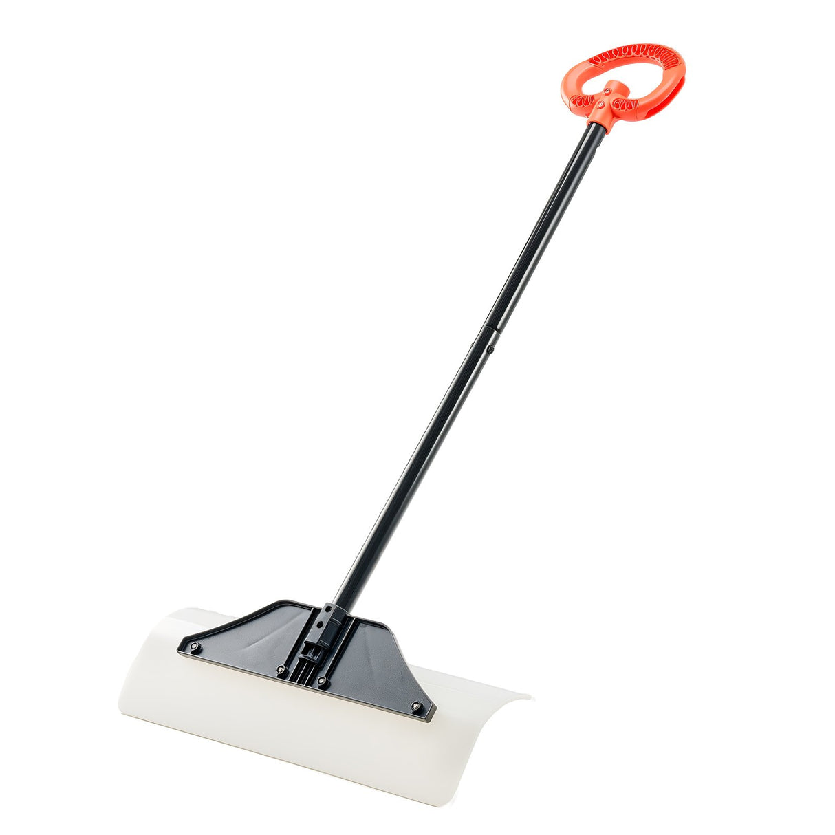 Snow Pusher Shovel, 61 cm Wide Outdoor Snowplow Shovel with Ergonomic Grip, HDPE Plastic Blade, Winter Shovels with Segmented Handle, Portable Snow Removal Tool for Driveway Garden Camping