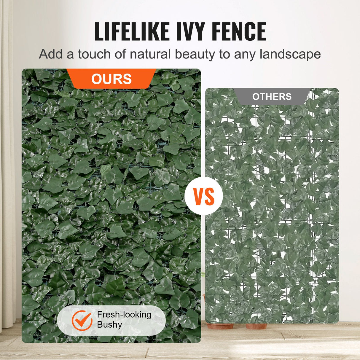 VEVOR Ivy Privacy Fence, 990 x 2490 mm Artificial Green Wall Screen, Greenery Ivy Fence with Mesh Cloth Backing and Strengthened Joint, Faux Hedges Vine Leaf Decoration for Outdoor Garden, Yard