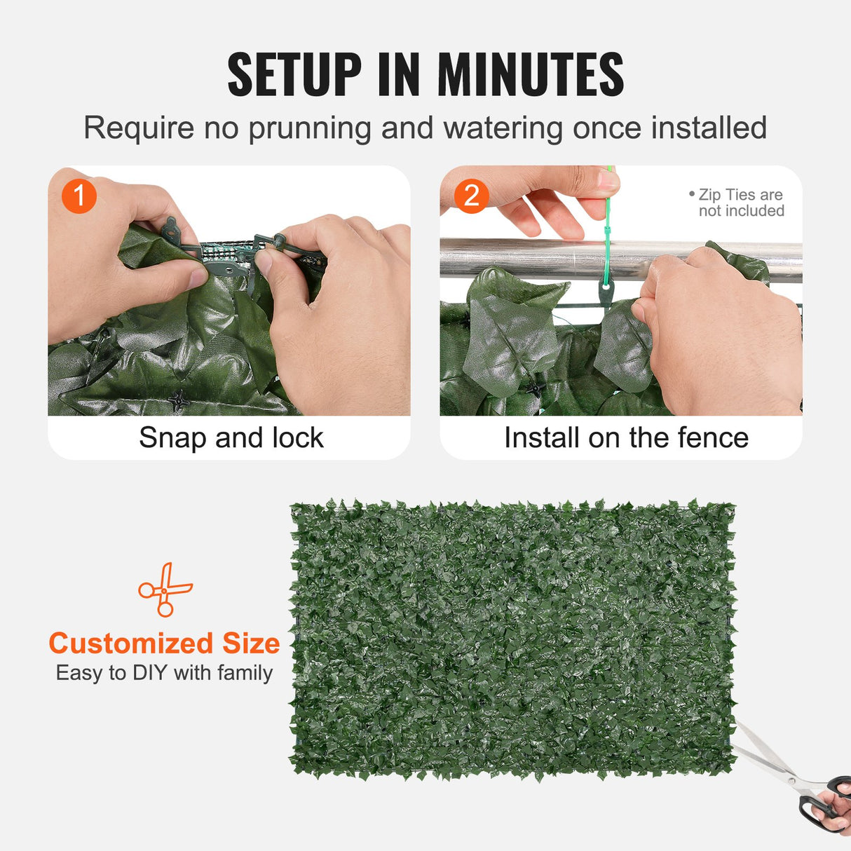VEVOR Ivy Privacy Fence, 59 x 98 in Artificial Green Wall Screen, Greenery Ivy Fence with Mesh Cloth Backing and Strengthened Joint, Faux Hedges Vine