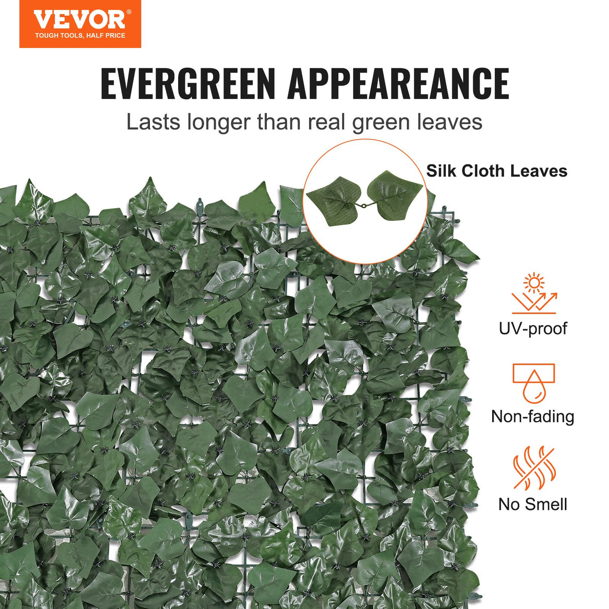 VEVOR Ivy Privacy Fence, 1500 x 2490 mm Artificial Green Wall Screen, Greenery Ivy Fence with Strengthened Joint, Faux Hedges Vine Leaf Decoration for