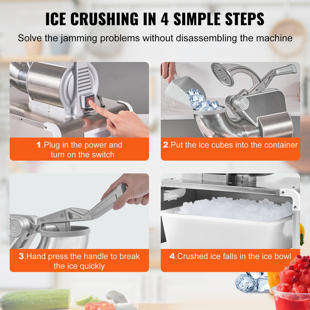 VEVOR Commercial Ice Shaver Crusher, 661lbs Per Hour Electric Snow Cone Maker, 350W Shaved Ice Machine with Dual Blades for Parties Events Snack Bar,