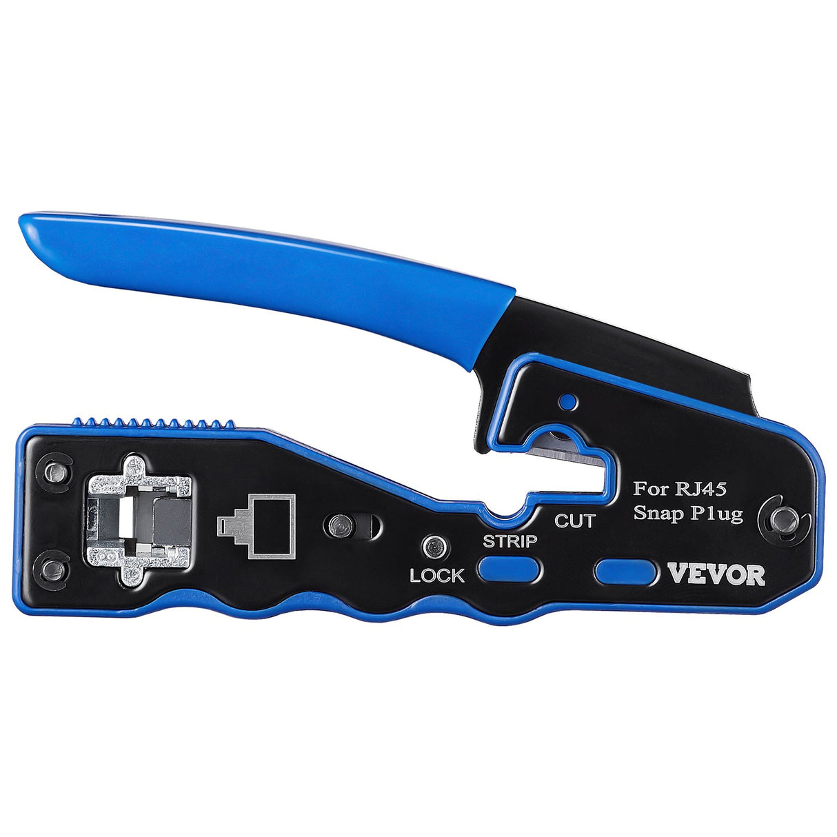 VEVOR RJ45 Crimp Tool Kit, Cat5e/Cat6/Cat6a Ethernet Crimper Crimp Pliers for 8-Pin Modular Plugs with 20pcs Pass-Through Connectors and Covers, Wire Stripper and Network Tester