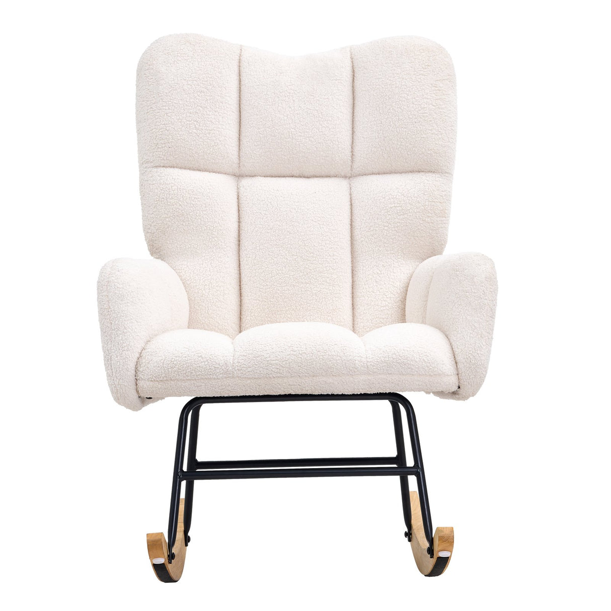 VEVOR Nursery Rocking Chair, 250 lbs Weight Capacity Teddy Fabric Upholstered Glider Rocker Chair with Soft Seat and High Backrest, Nursing Chair for