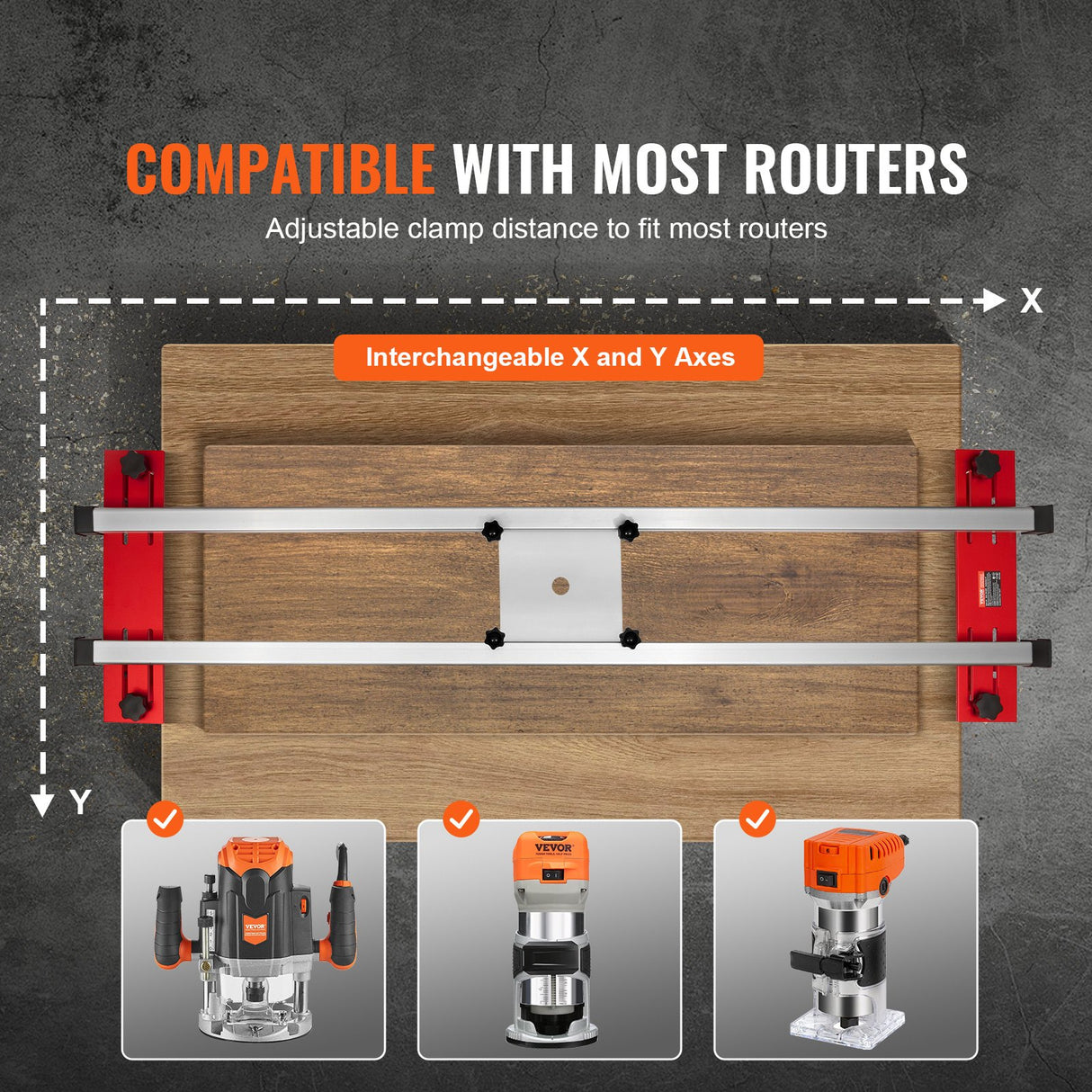 Router Sled, 1625 mm, Portable and Easy to Adjust Slab Flattening Jig, DIY Woodworking Router Sled for Flattening Slabs, Slab Guide Jig Trimming Planing Machine for Wood Flattening, Home DIY