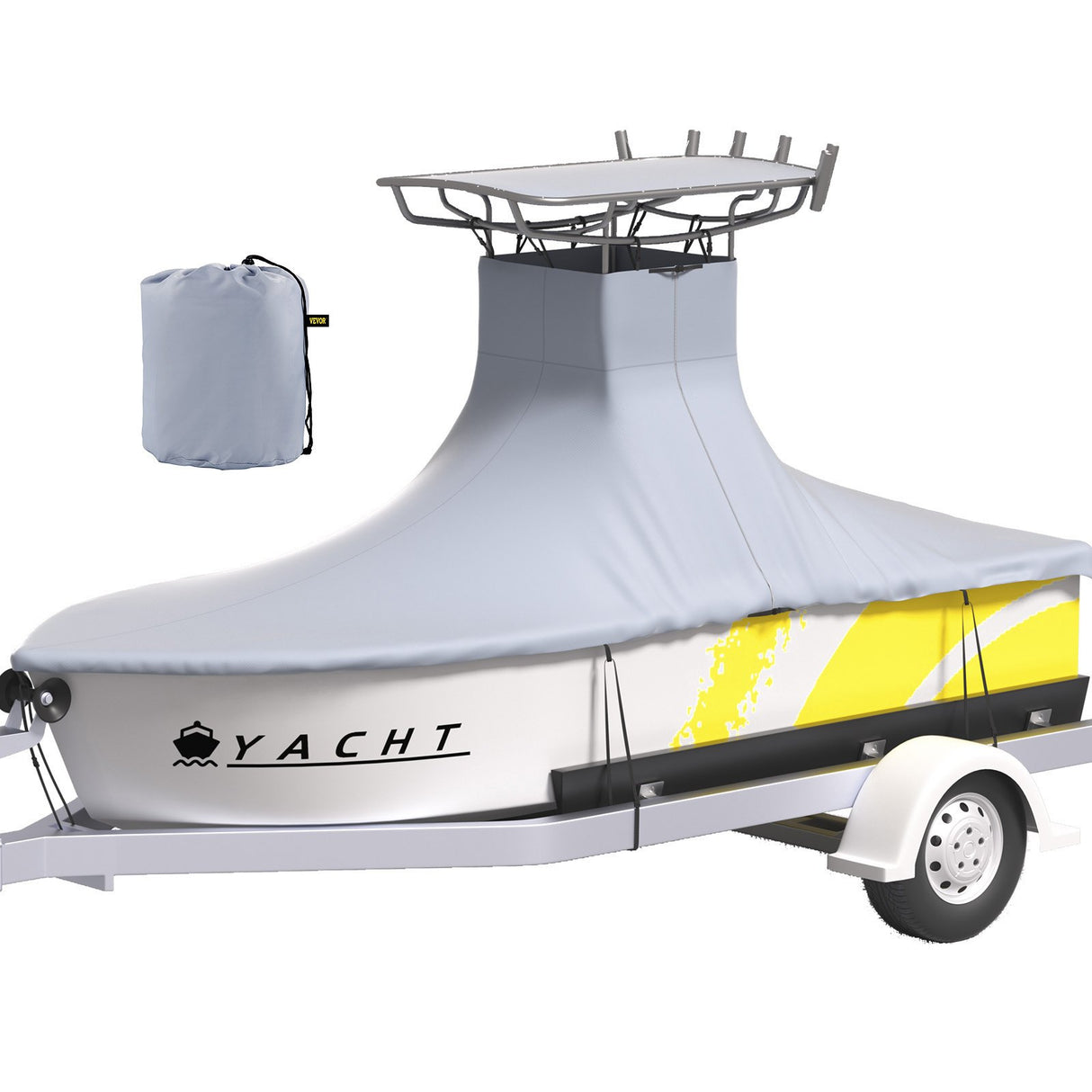 VEVOR T-Top Boat Cover, Fit for 22'-24' Boat, Heavy Duty 600D Marine Grade Oxford Hard Top Cover, UV Resistant Waterproof Center Console Boat Cover