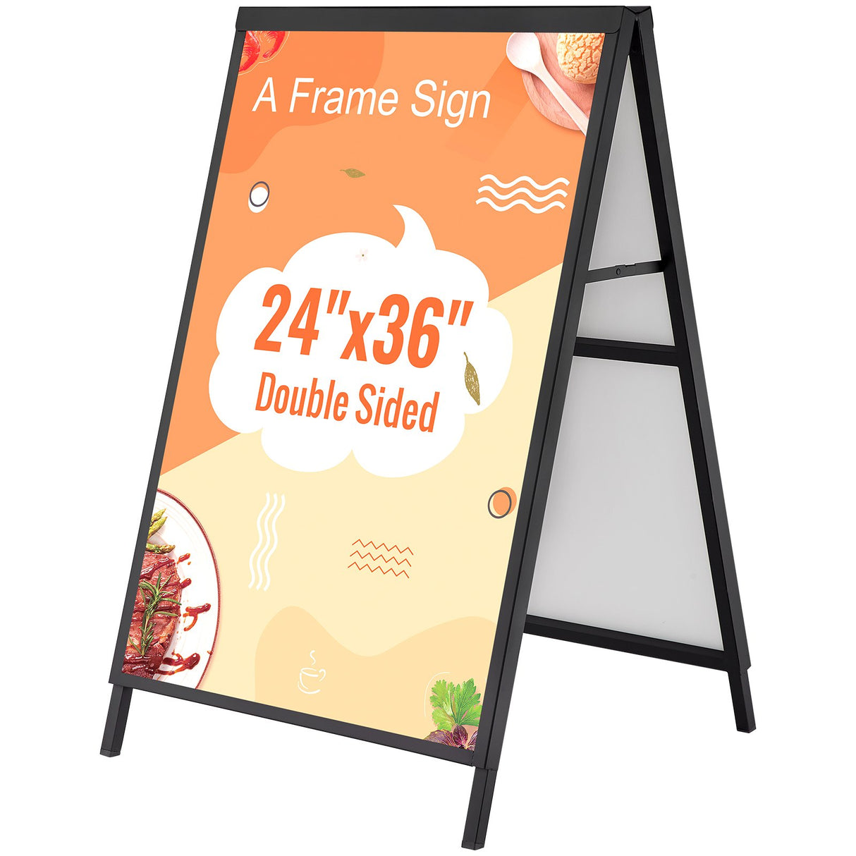 VEVOR A Frame Sidewalk Sign, 61x91cm Heavy Duty Slide-in Signboard Holder, Double-Sided Folding Sandwich Board Signs, Steel Pavement Sign Poster for