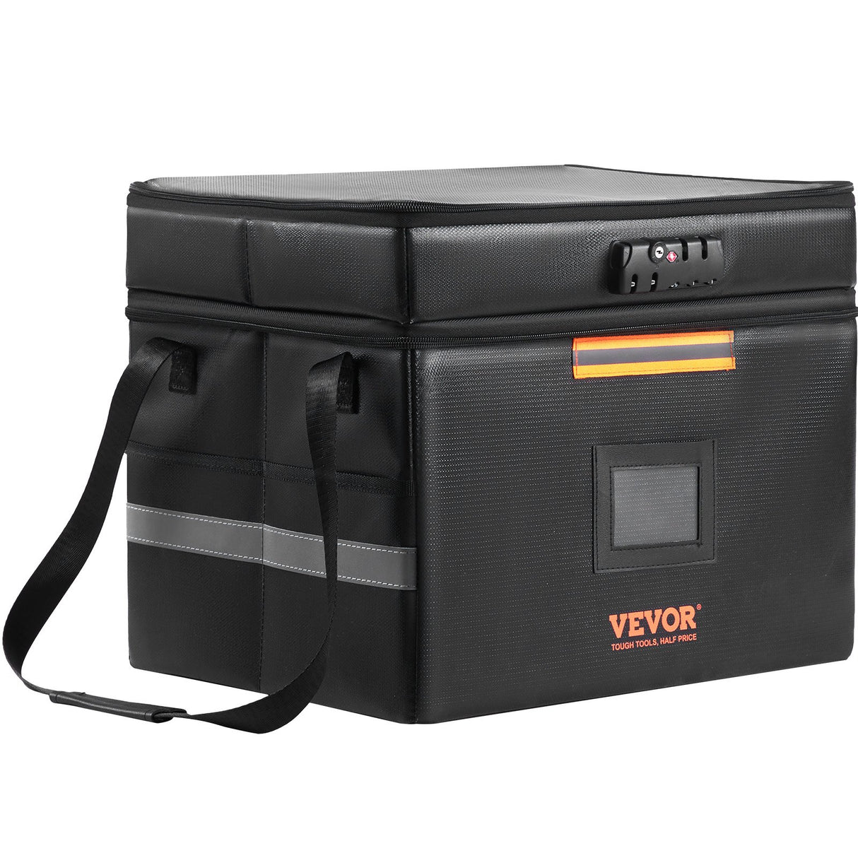 Fireproof Document Box, Fireproof Document Bag with Lock 2000_, Fireproof and Waterproof File Box 450x140x315 mm with Zipper & Handle, for Money, Documents, Jewelry and Passport