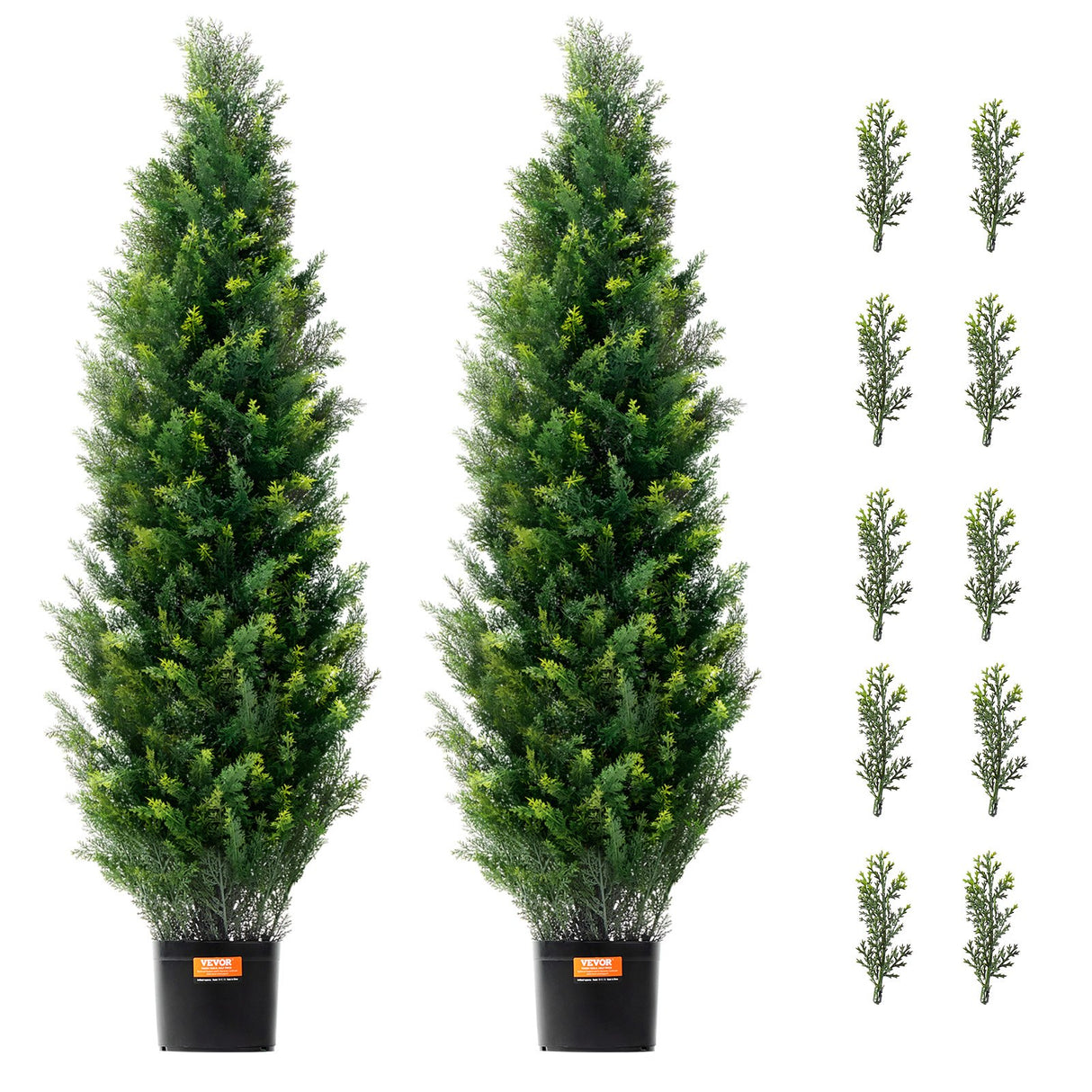 VEVOR 2 Pack 4' Artificial Cedar Topiary Tree Faux Plant UV Decor In/Outdoor