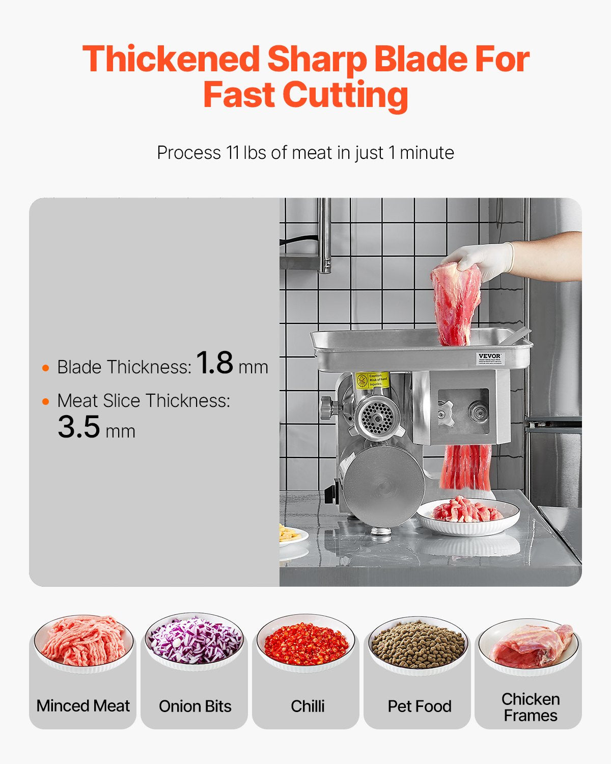 VEVOR Commercial Electric Meat Grinder Slicer 4.99 kg/Min Sausage Stuffer Maker