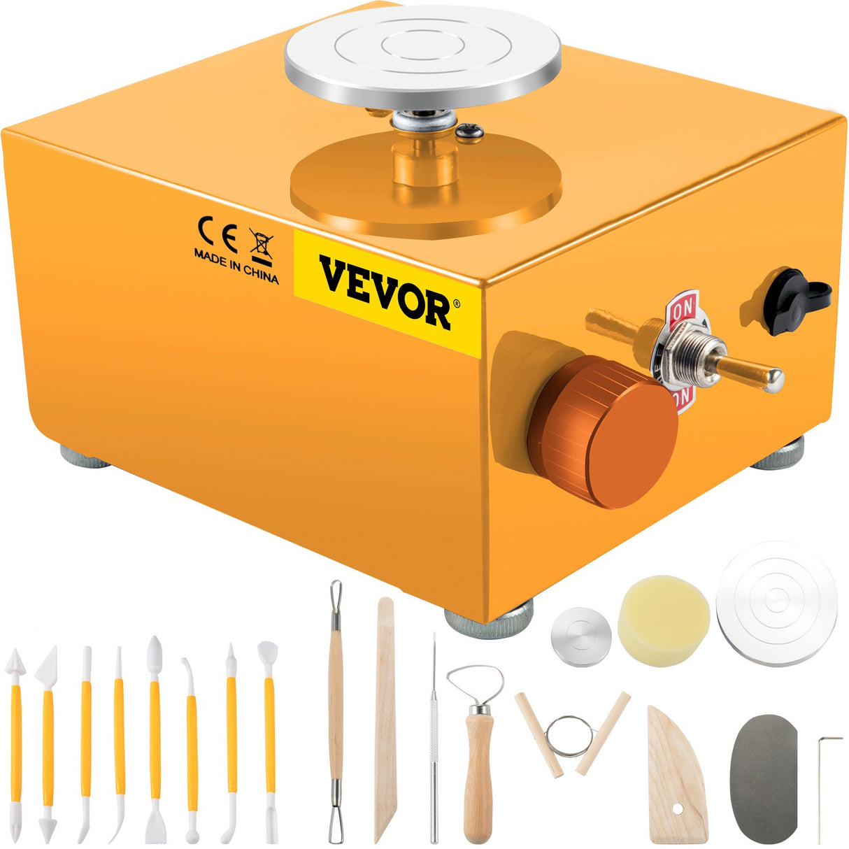 VEVOR Mini Pottery Wheel, 30W 0-2000 RPM Ceramic Wheel, Adjustable Speed DIY Clay Machines, Electric Sculpting Kits with 3 Turntables Trays and 16pcs