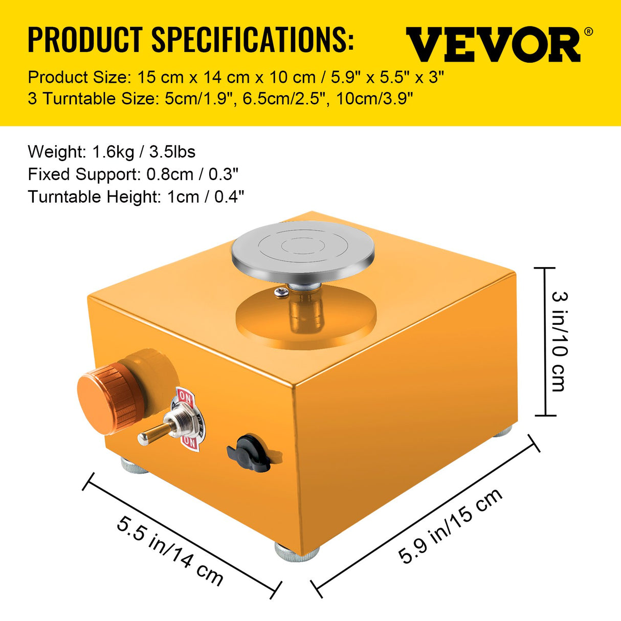 VEVOR Mini Pottery Wheel, 30W 0-2000 RPM Ceramic Wheel, Adjustable Speed DIY Clay Machines, Electric Sculpting Kits with 3 Turntables Trays and 16pcs
