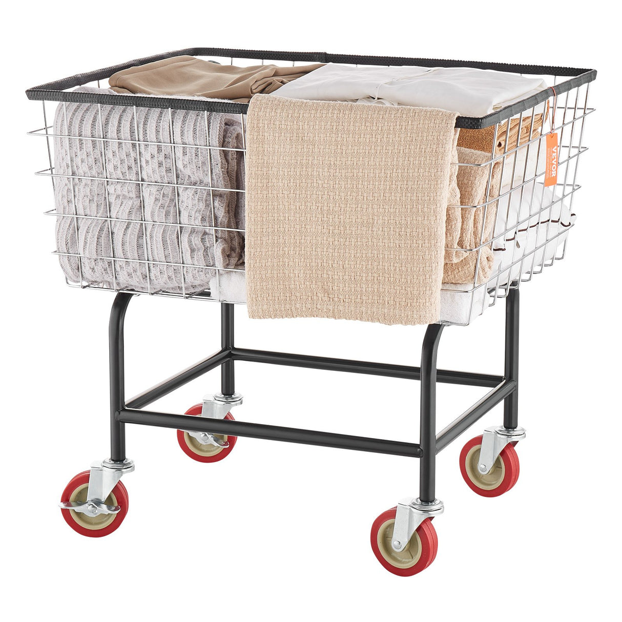 VEVOR Wire Laundry Cart Wire Laundry Basket 2.8 Bushel Heavy Duty w/ 4'' Wheels