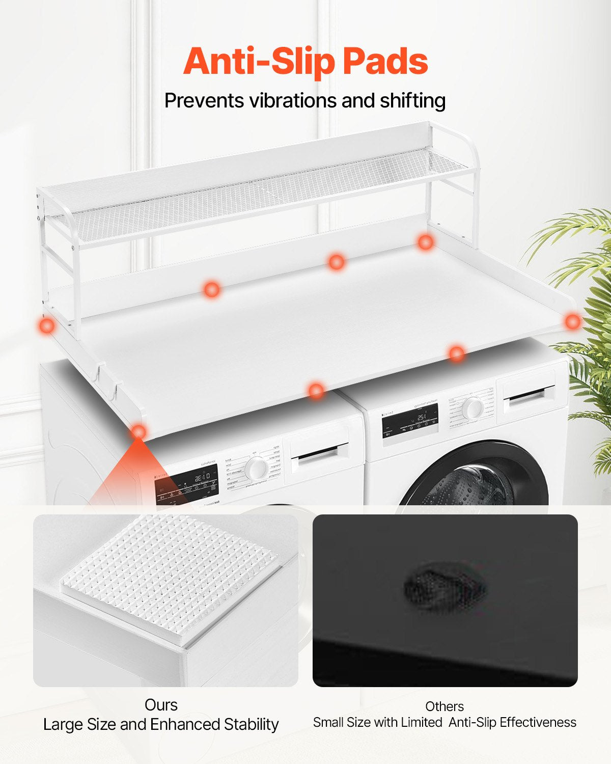 Washer Dryer Countertop with Shelf 54"x27" Wooden Washer Dryer Cover White