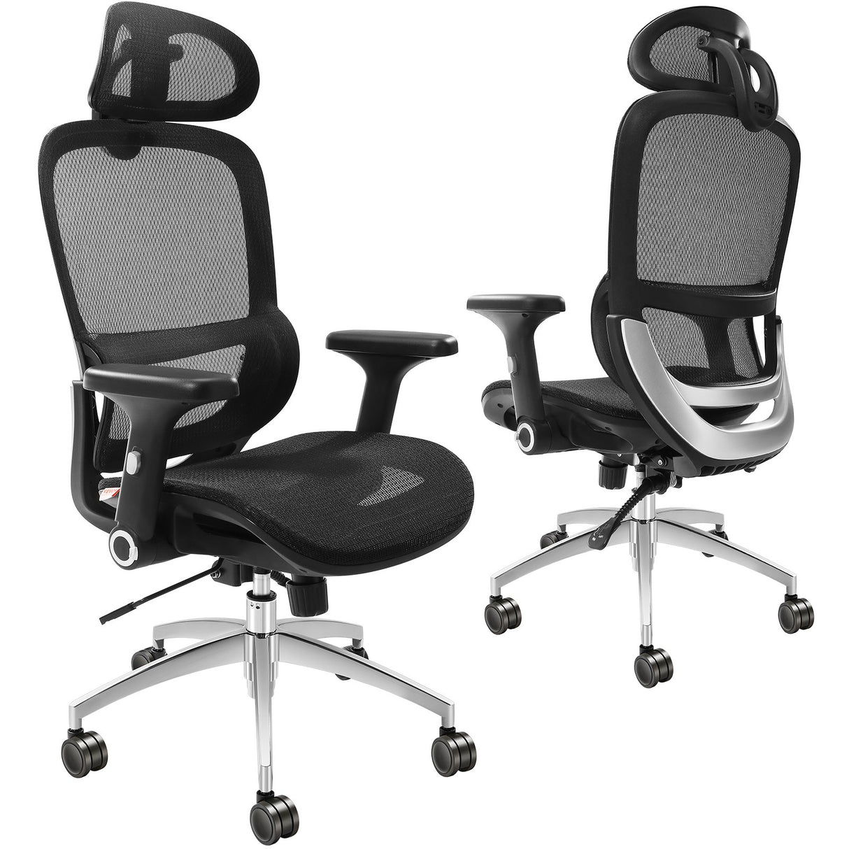 VEVOR Mesh Office Chair, Adjustable High Back Desk Chair with Mesh Seat, Angle and Height Adjustable Home Office Chair with Lumbar and Head Support,