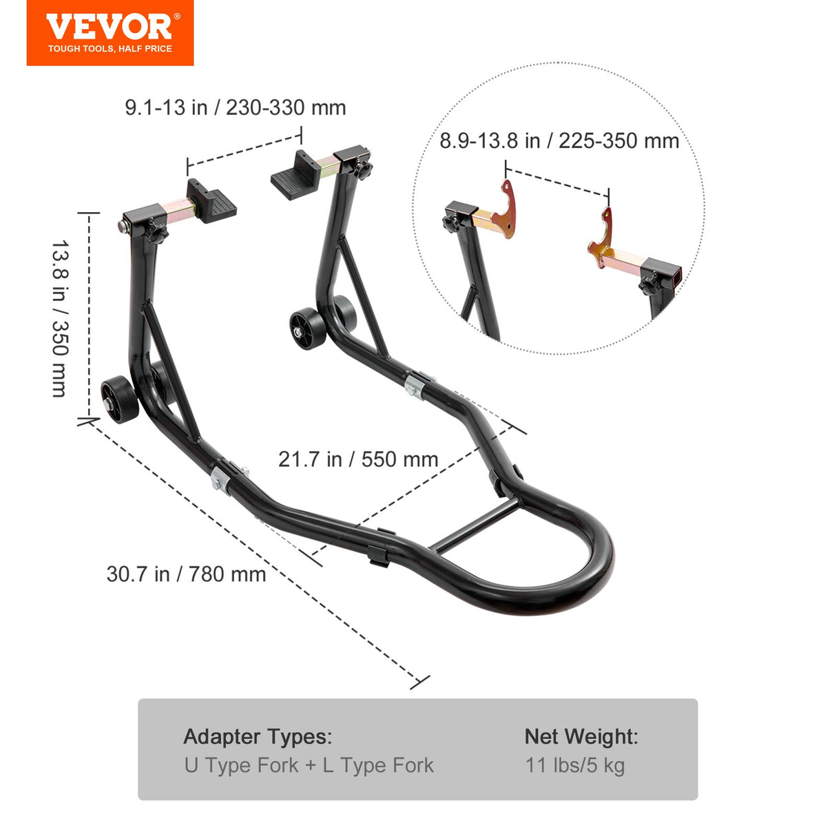 Motorcycle Bike Stand Rear 850 LBS Forklift Spoolift Paddock Swingarm Lift