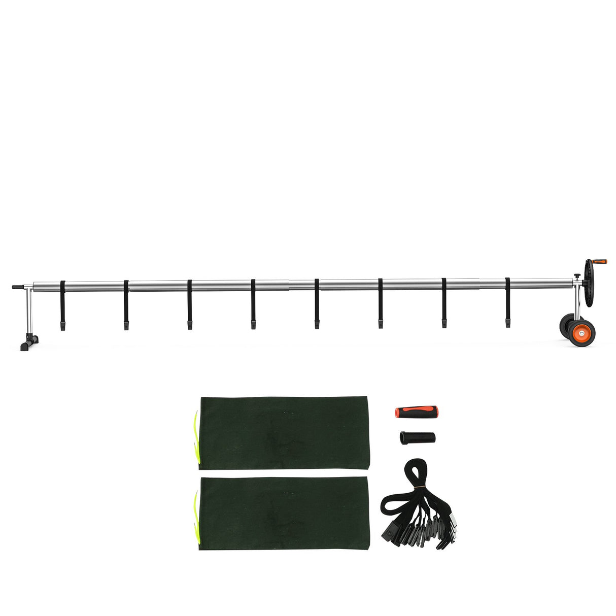 VEVOR Pool Cover Reel, Aluminum Solar Cover Reel 22 ft, Inground Swimming Pool Cover Reel Set with Rubber Wheels and Sandbags, Fits for 5-22 ft Width Swimming Pools