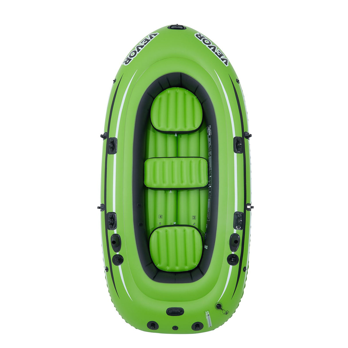 VEVOR Inflatable Boat, 5-Person Inflatable Fishing Boat, PVC Portable Boat Raft Kayak, 1158 mm Aluminum Oars, High-Output Pump, Fishing Rod Holders,