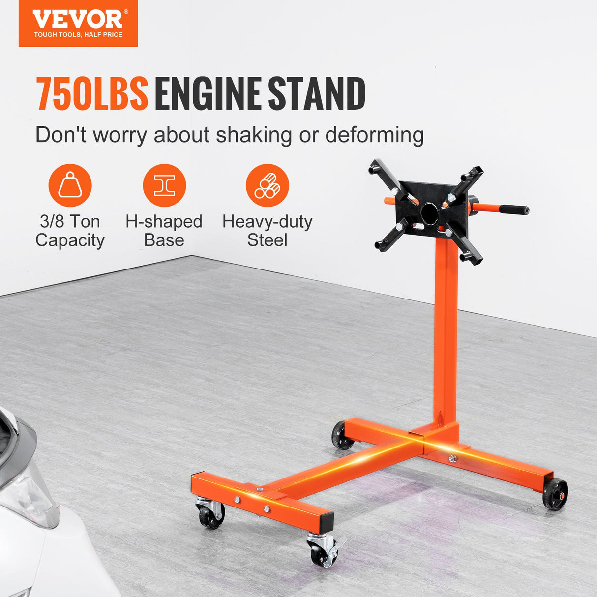 VEVOR Engine Stand 750LBS Motor Hoist Dolly 360 Degree Adjustable Mounting Head