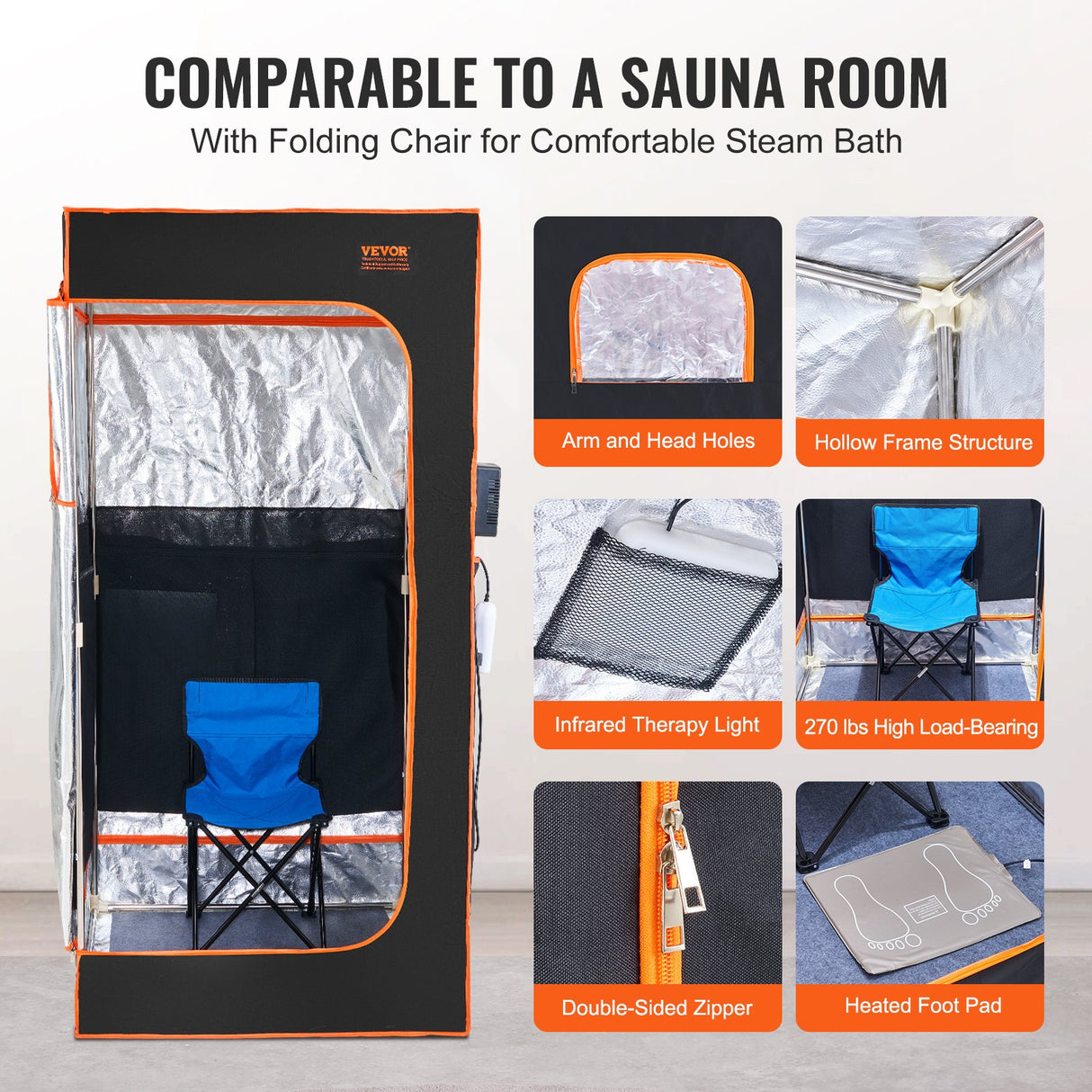 Sauna Tent Far Infrared 1400W Personal Home Spa Loss Weight Detox Therapy