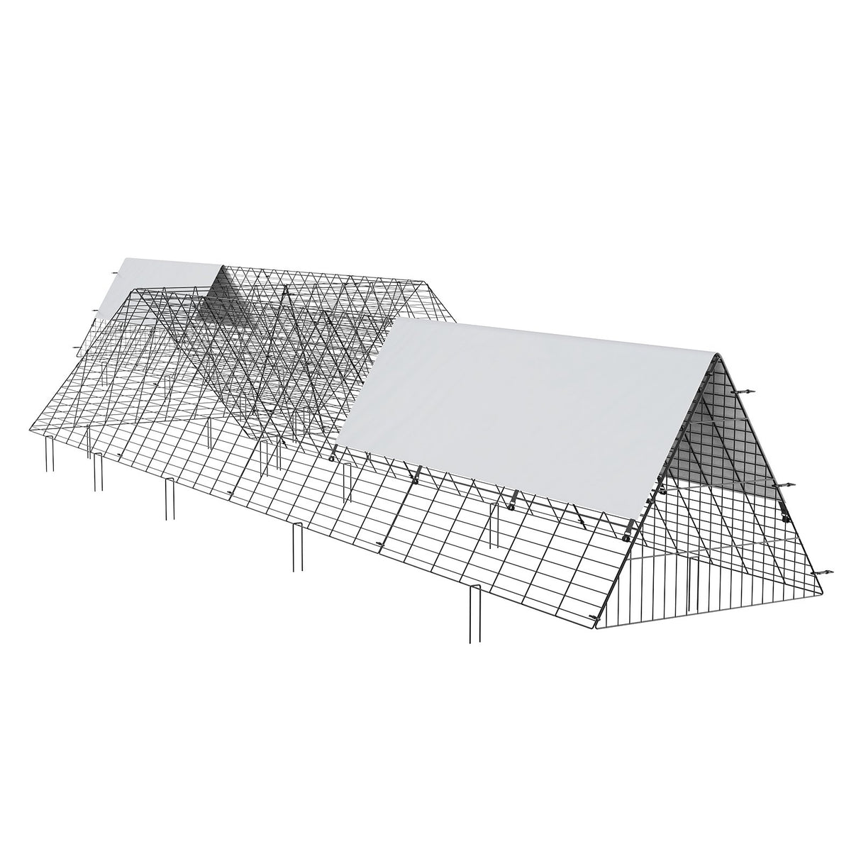 VEVOR Chicken Tunnels, 729 x 200 x 61.5cm(LxWxH) Chicken Tunnels for Yard, Portable Chicken Tunnels for Outside with Corner Frames, 2 Sets, Suitable