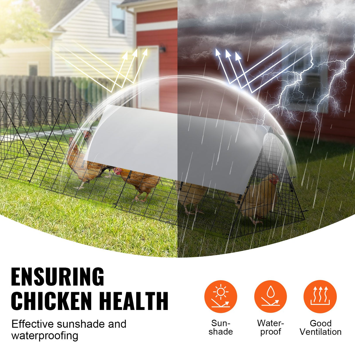 VEVOR Chicken Tunnels, 300 x 71 x 61.5cm (LxWxH) Chicken Tunnels for Yard, Portable Chicken Tunnels for Outside Easy Installation, Chicken Coop Run, Suitable for Chickens, Ducks, Rabbits