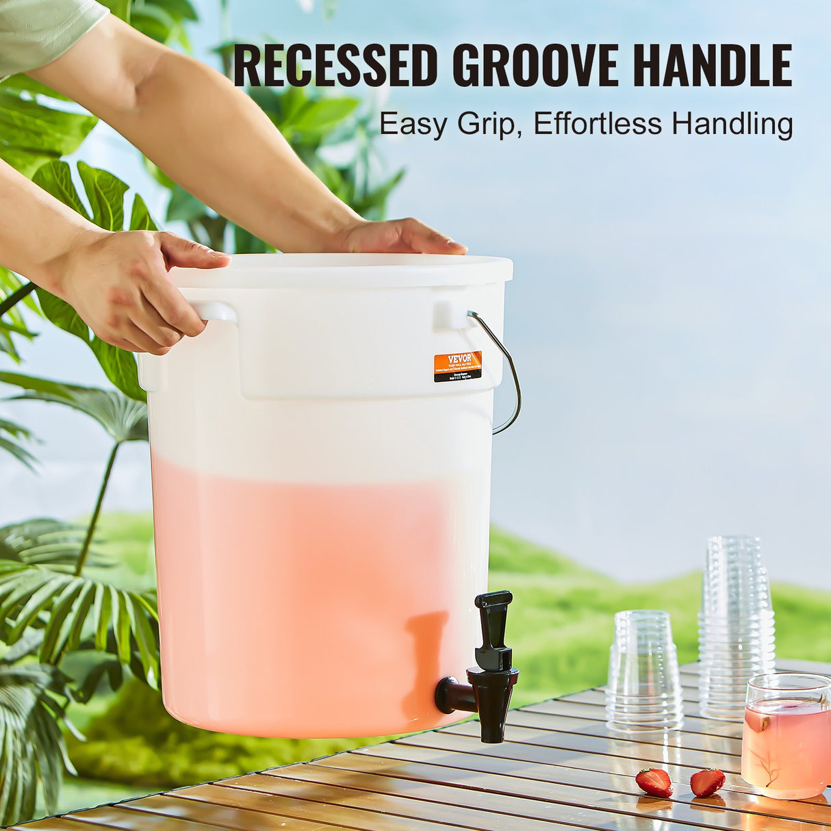 VEVOR Beverage Dispenser, 5 Gallon Drink Dispensers for Parties, Plastic Juice Dispenser with Spigot and Lid, Iced Tea Lemonade Juice Water Dispenser,