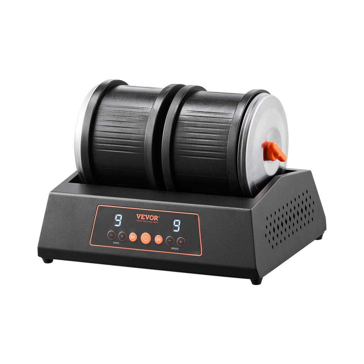 Rock Tumbler Machine 8 lbs Rock Polishing Kit 9 Speed 9-Day Timer Dual Barrels