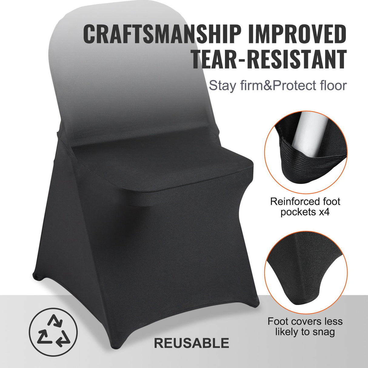 VEVOR Stretch Spandex Folding Chair Covers, Universal Fitted Chair Cover, Removable Washable Protective Slipcovers, for Wedding, Holiday, Banquet,