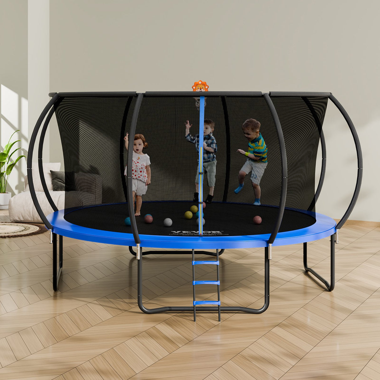 VEVOR 14FT Trampoline, 450 lbs Trampoline with Enclosure Net, Ladder, and Curved Pole, Heavy Duty Trampoline with Jumping Mat and Spring Cover Padding