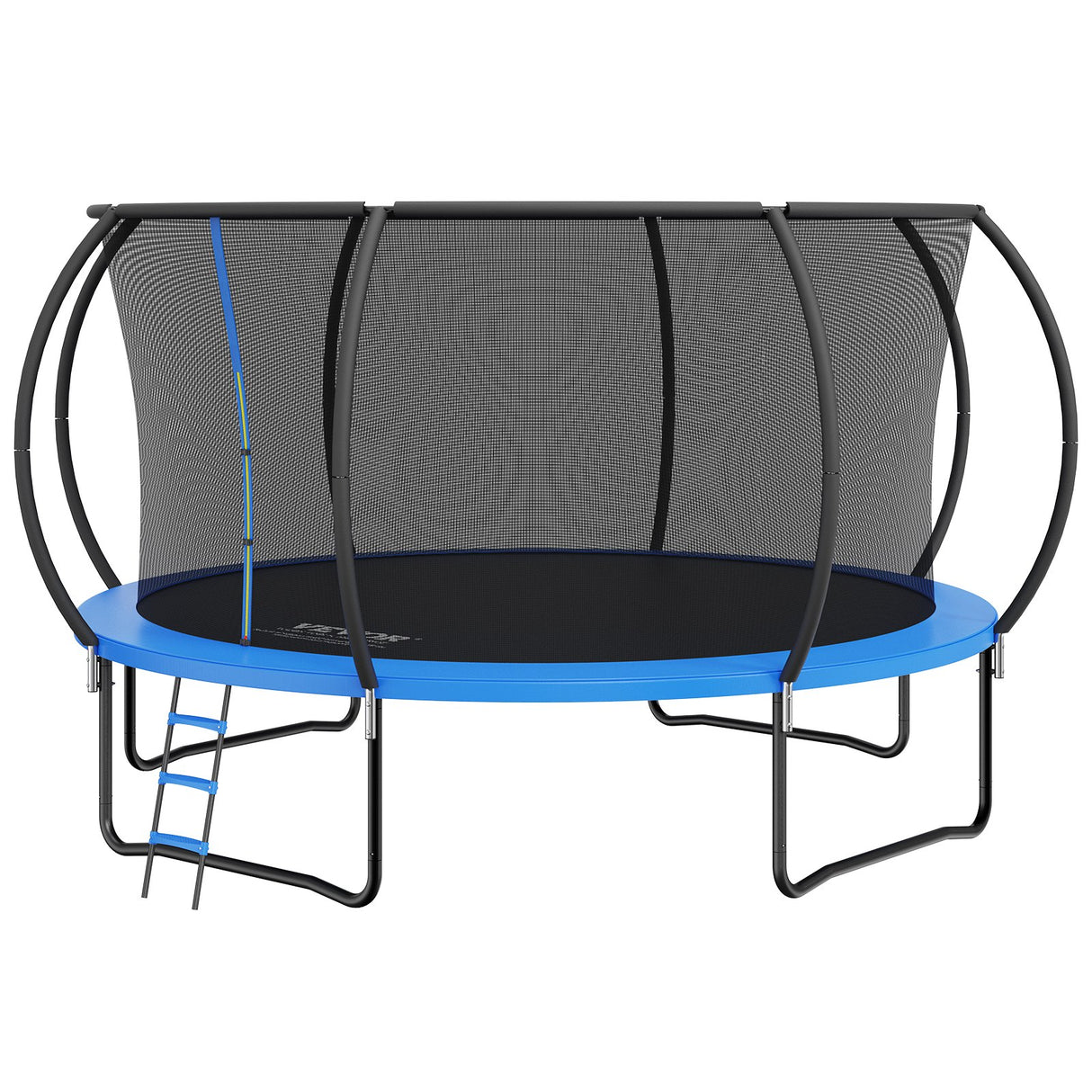 14FT Trampoline, 450 lbs Trampoline with Enclosure Net, Ladder, and Curved Pole, Heavy Duty Trampoline with Jumping Mat and Spring Cover Padding, Outdoor Recreational Trampolines for Kids Adults