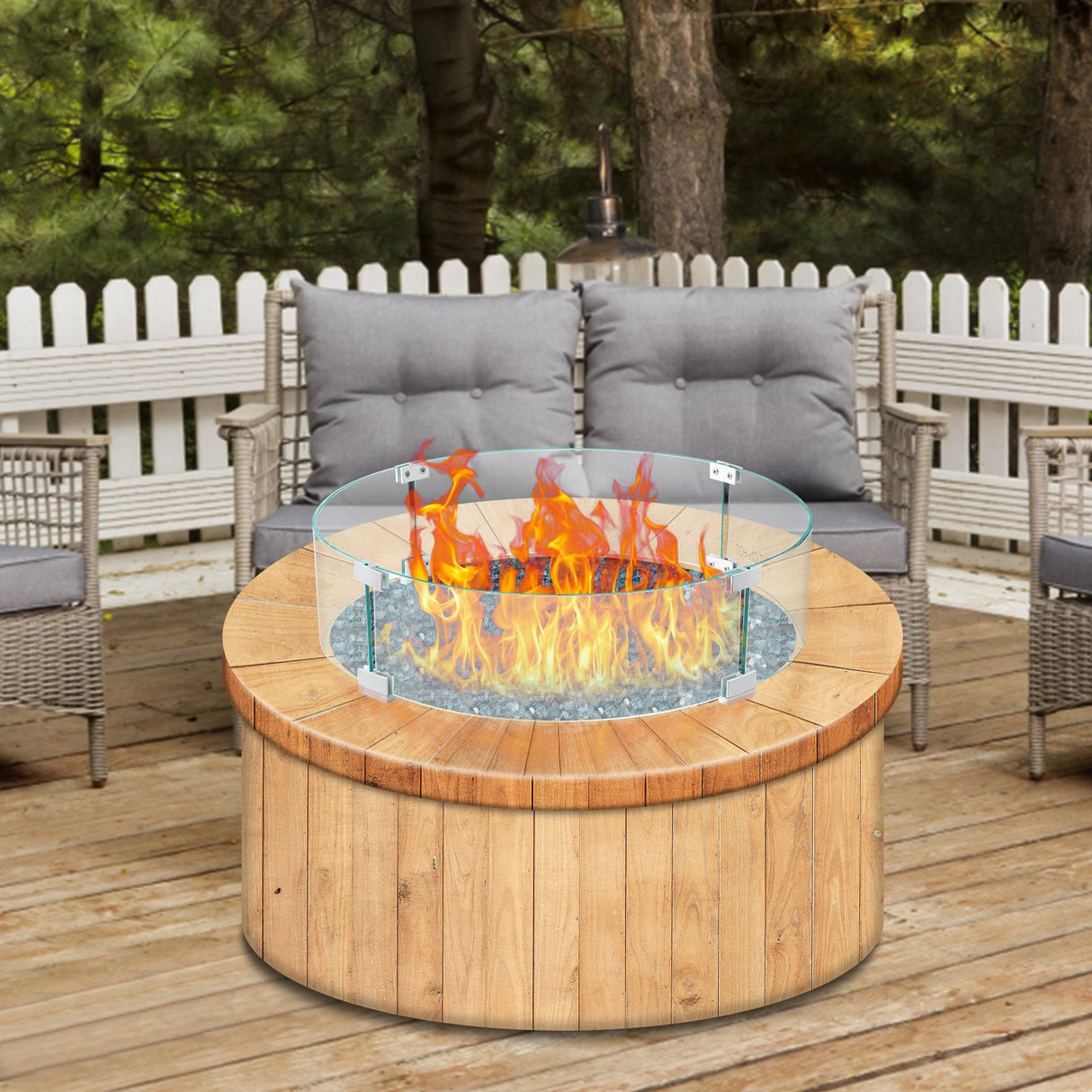 VEVOR Fire Pit Wind Guard, Glass Flame Guard, Round Glass Shield, 1/4-Inch Thick Fire Table, Clear Tempered Glass Flame Guard, Aluminum Alloy Feet for
