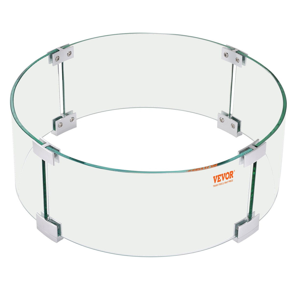 VEVOR Fire Pit Wind Guard, 23 x 23 x 8 Inch Glass Flame Guard, Round Glass Shield, 1/4-Inch Thick Fire Table, Clear Tempered Glass Flame Guard,
