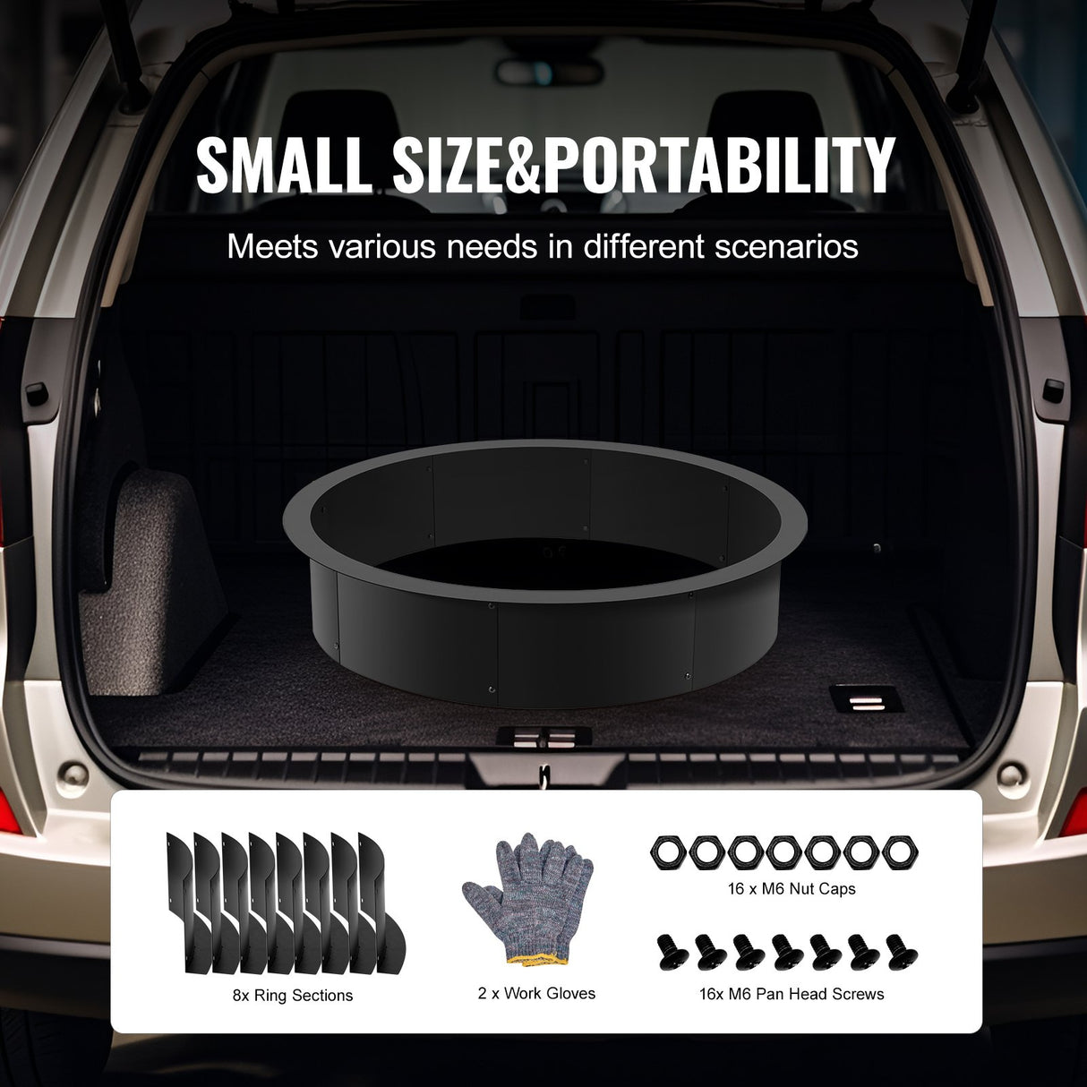 VEVOR Fire Pit Ring Round Inner Steel Liner DIY Campfire Firepit