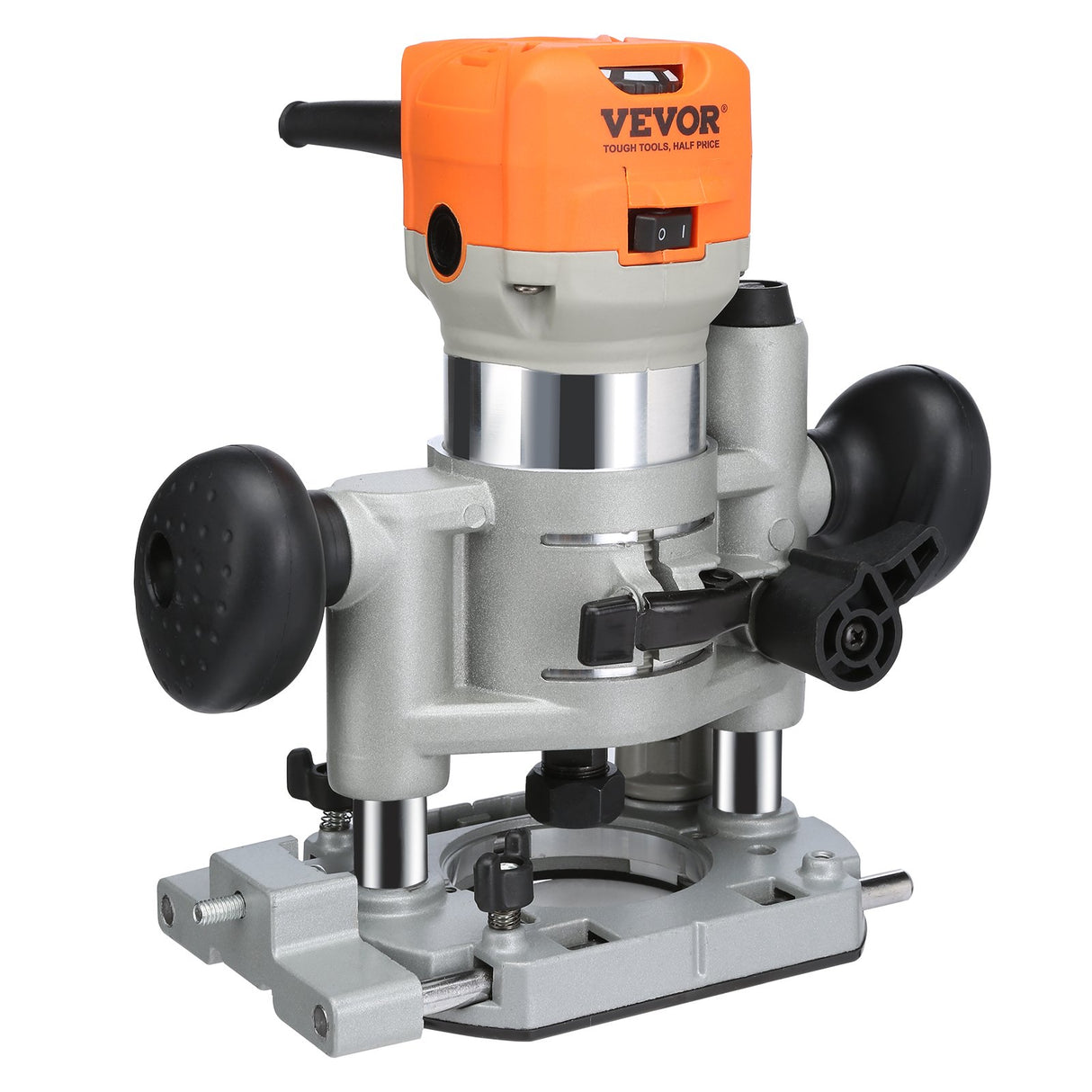 VEVOR Wood Router, 1.25HP 800W, Compact Wood Trimmer Router Combo Tool with Plunge and Fixed Base, 30000RPM 6 Variable Speeds, with 1/4'' & 5/16''