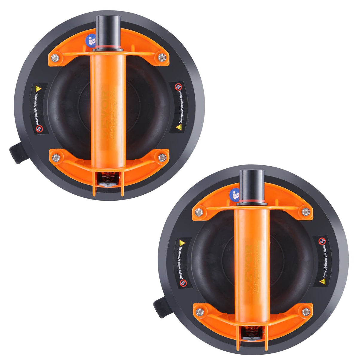 VEVOR Glass Suction Cup, 203 mm 2 Pack 278 kg Capacity, Vacuum Suction Cup with Steel Handle & Carry Box, Heavy Duty Industrial Suction Cup Lifter Tool for Glass, Granite, Tile, Metal, Wood Lifting