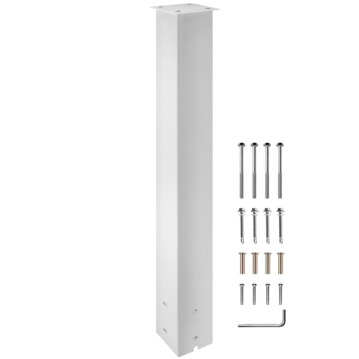 VEVOR Mailbox Post, 43" High Mailbox Stand, White Powder-Coated Mail Box Post Kit, Q235 Steel Post Stand Surface Mount Post for Sidewalk and Street