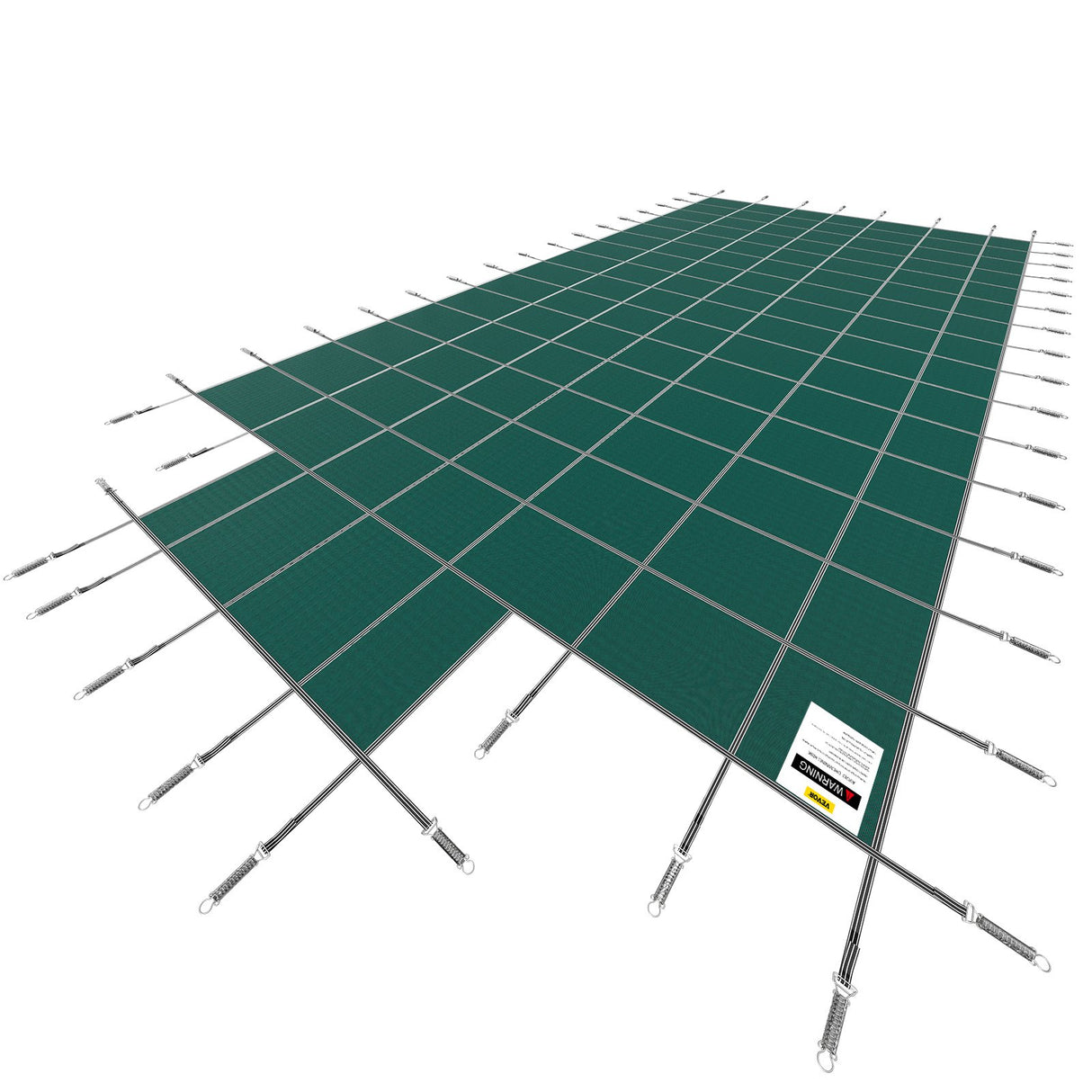 VEVOR Pool Safety Cover Fits 20x40ft Rectangle Inground Safety Pool Cover Green Mesh with 4x8ft Center End Steps Solid Pool Safety Cover for Swimming Pool Winter Safety Cover