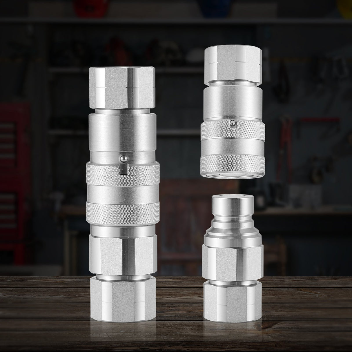 VEVOR 1/2" Flat Face Hydraulic Couplers 1/2" NPT Skid Steer Couplers 4 Dust Caps